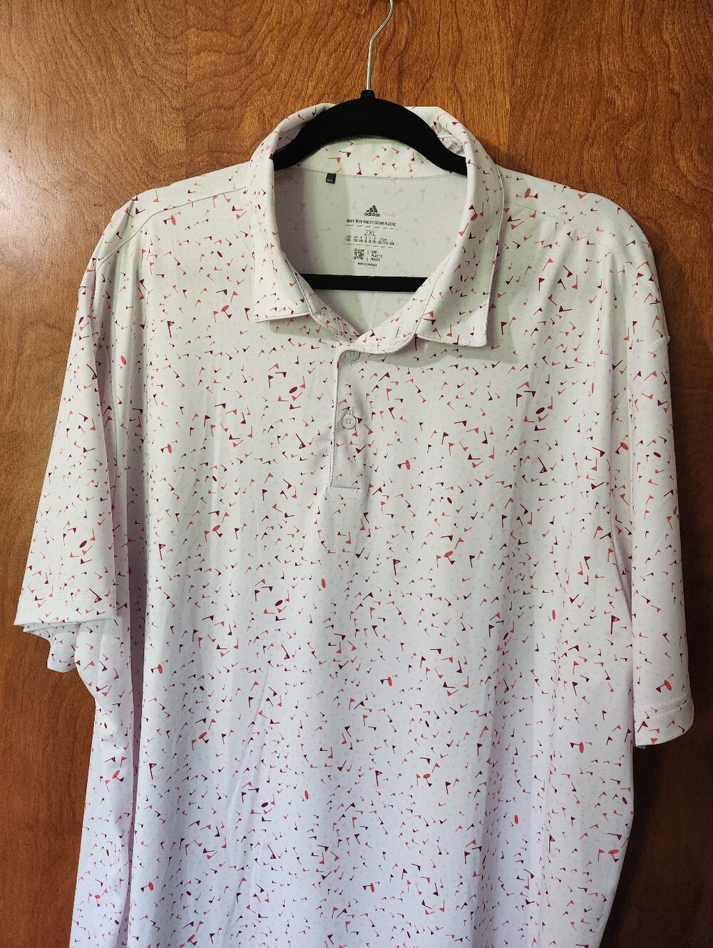 Adidas White Recycled Parley Ocean Plastic Golf Flag Print Shirt